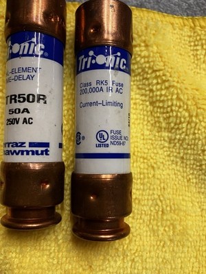 Ferraz Shawmut 50Amp 250Volt Tri-Onic TR50R Fuse (Lot Of 2), NEW