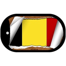 Belgium Flag Scroll Metal Novelty Dog Tag Necklace 2" x 1"