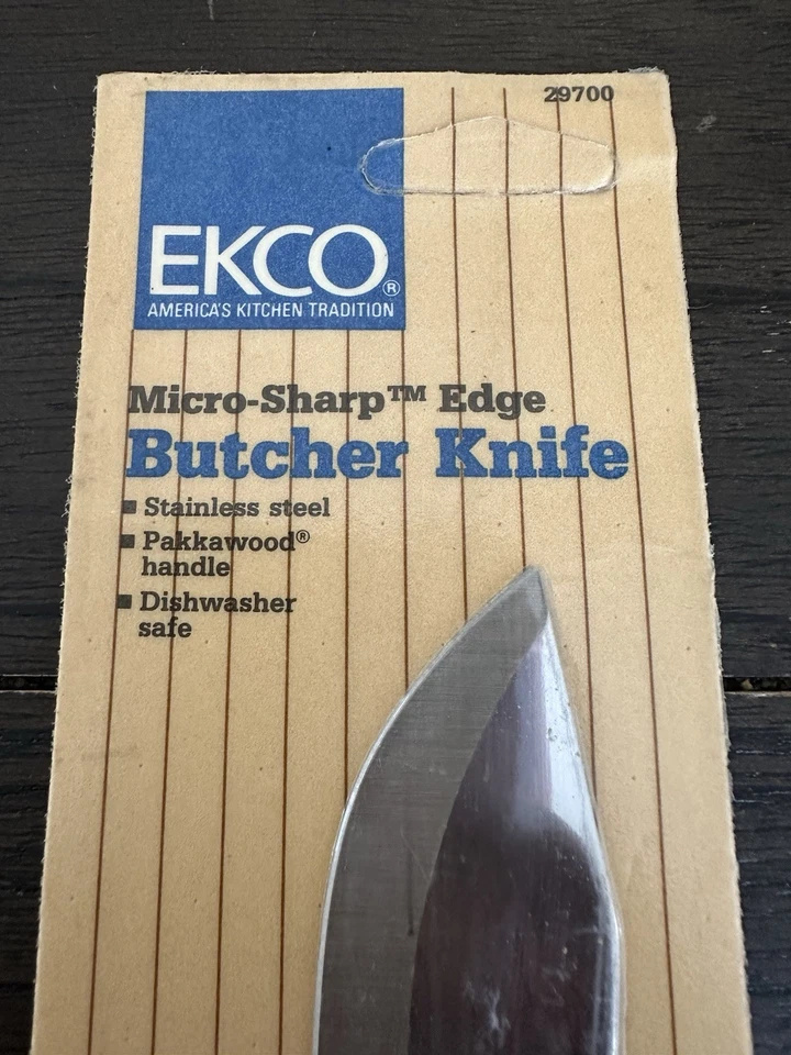 "Cuchillo de carnicero EKCO acero inoxidable vanadio mango de madera nuevo 6 3/4"" madera de pakka" Foto 2 de 4