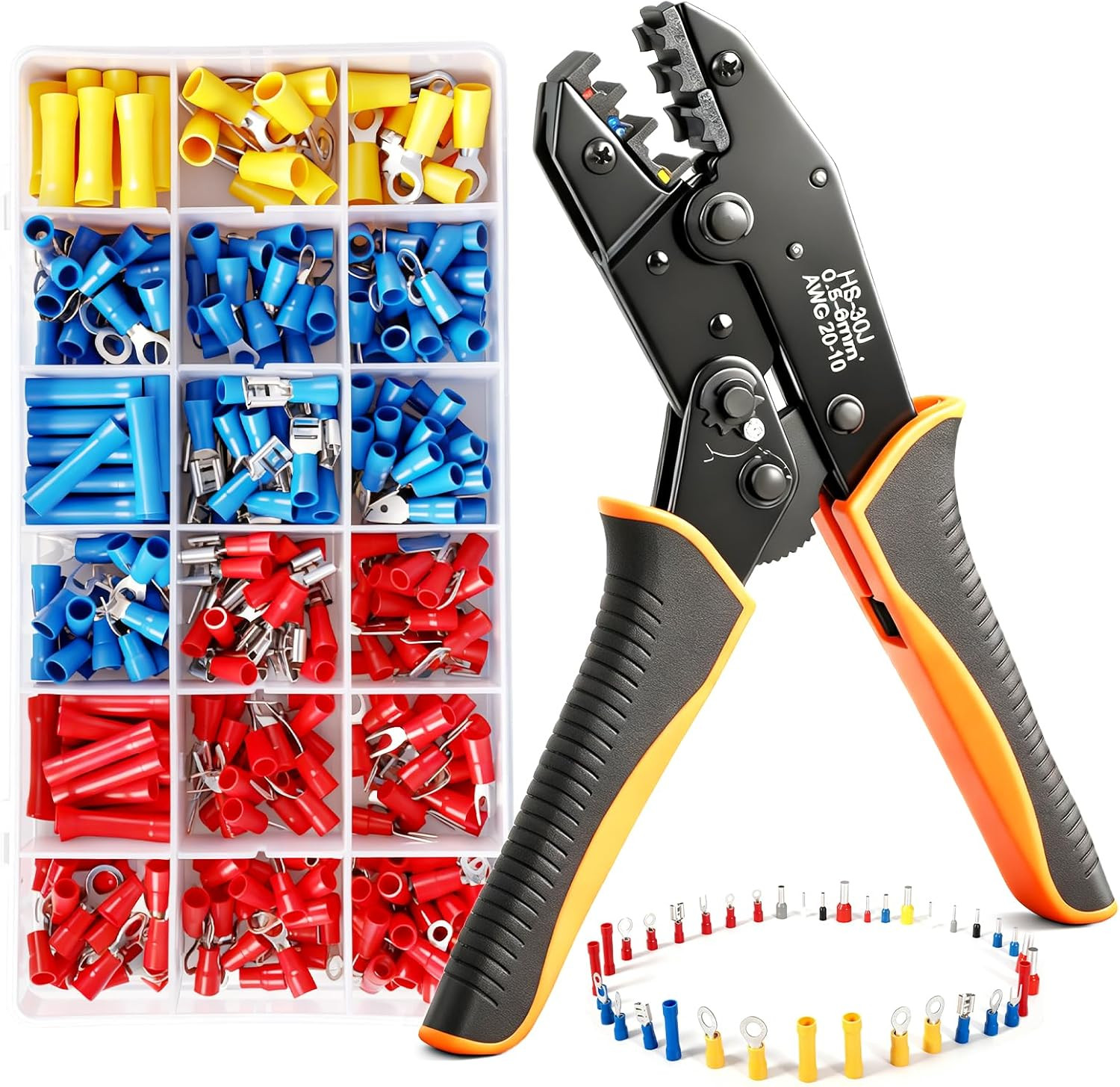 Super Kit Pinza Crimpatrice + 350 Puntalini [0,5-6 Mm²] | 18 Modelli