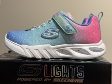 SKECHERS Kids Lights Up Flicker Flash Ombre Dreamer Running Shoe Size 1 FreeShip