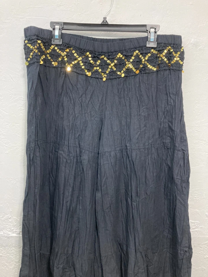 Metro стиль широкие ноги богемное брюки хиппи гранж блестки черный цыганский громоздкий L - Изображение 3 из 4