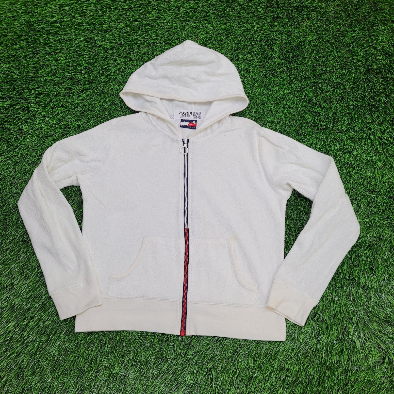 Vintage Y2K Tommy-Hilfiger Terry Hoodie Jacket Womens 2XS/XS 17x19 Cropped