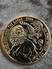 1 Oz Fine Silver 999. The Lion And The Eagle 2026 Round Coin. CGT Free - Available on eBay