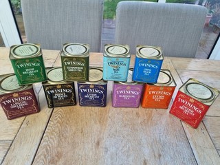 Twinnings Tea Caddies Tins x 10 Used Vintage 1990s. Collectable