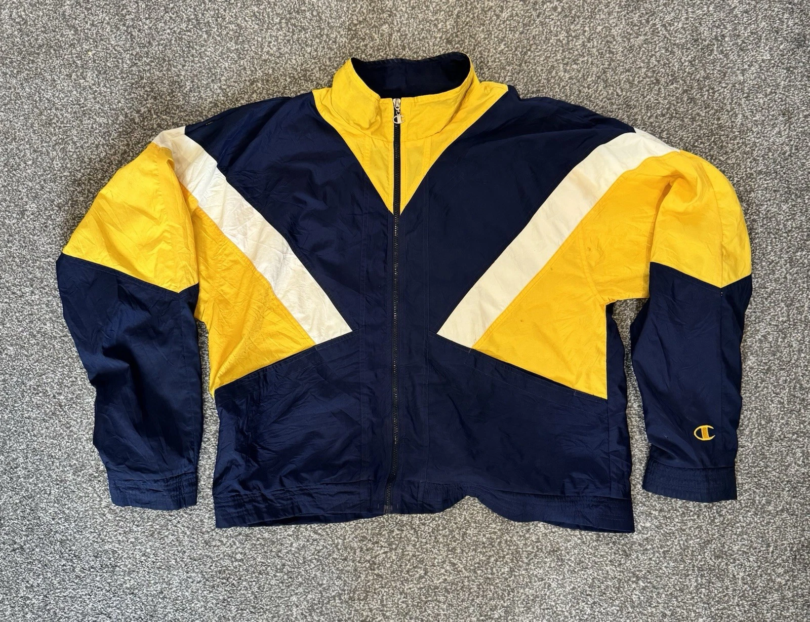 Vintage 90’s Champion Shell/Windbreaker - Size L - Blue/White/Yellow