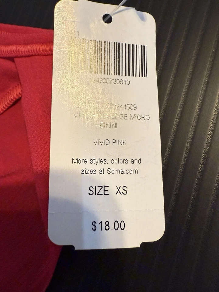 Soma Intimates Vanishing Edge Micro Bikini Rosa Vivo Floral XS Nuevo Lote Foto 4 de 4