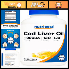 High-Potency Cod Liver Oil 1000mg, 120 Softgels - Non-GMO, Gluten-Free, Omega-3