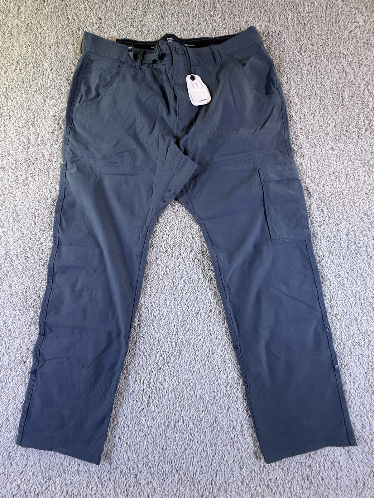 NWT Men’s PrAna Stretch Zion Slim Pants II Hiking Gray Blue 38 x 30