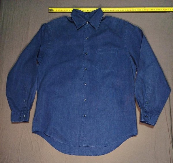 Men Lands' End Shirt Navy Linen 38 / M / 46