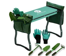Morvat Garden Kneeler & Seat - Foldable Bench W/ 4 Tools, Gloves & Side Pouches