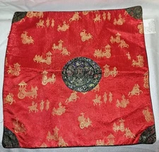 Chinese Asian Oriental Decor Red Dragon and Black Geometry Design 16 x16