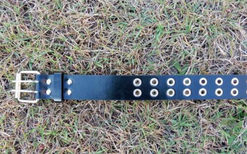 Mens Womens Studded Faux Leather Belt Tactical Hunting Biker Stud Eyelet Black - Picture 4 of 18