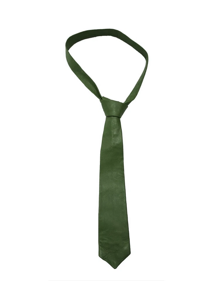 LEATHER AND SPORTS METROPOLIS Stilvolle moosgrüne Lederkrawatten
