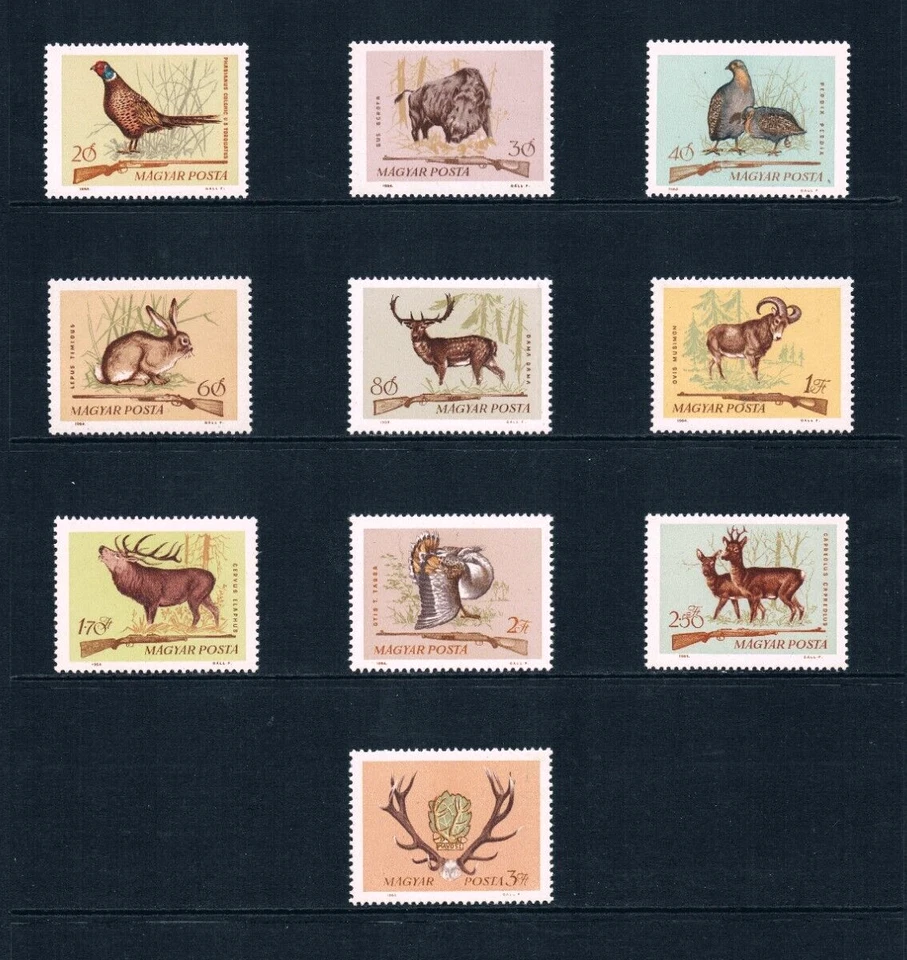 $3.90 Scott Value - 1964 HUNGARY Wildlife European Hunting Rifles MNH NH UMM - Image 3 of 4
