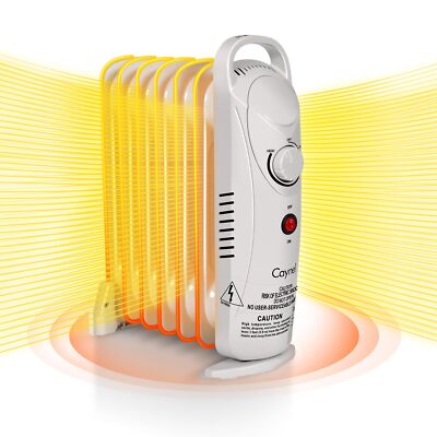 Portable 7-Fin Electric Indoor Space Heater Quiet Room Heater with Thermostat