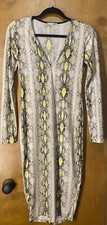 Fashion Nova Long sleeved Pencil Dress ~ Neon yellow snake pattern~ Size Small
