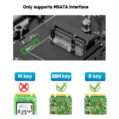 MSATA to M.2 Adapter Expansion Card Support SSD 2230 2242 6Gbps