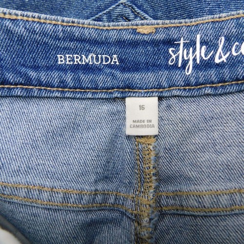 Style & Co High Rise Frayed Hem Ripped Denim Bermuda Shorts 16, Santa Ana #8052 - Picture 8 of 9
