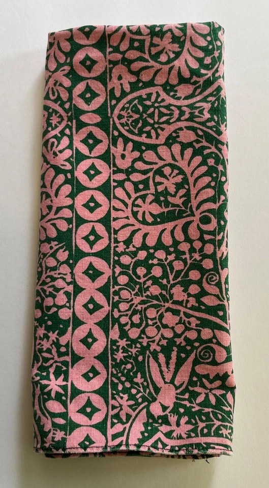 Set of 8 - 1959 Marimekko Pink & Green Fabric Kulkunen by Maija Isola Napkins - Image 4 of 4