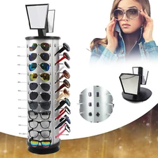 44-pair Glasses Sunglass Display Stand w/ Mirror 360° Rotating Sunglasses Holder
