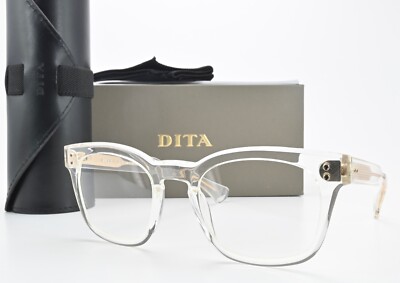 DITA Glasses Frame Mann DTX102-49-04 CLR Gloss Clear Gold Panto Cube Luxury Ovp