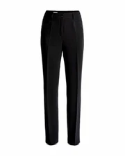 $209 Basler Women's Black Diana Mid-Rise Straight-Leg Dress Pants Size 12