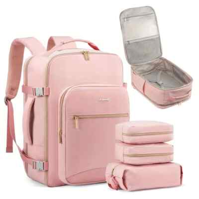 Women's Sweet Style Travel Backpack Set With 3 Polyester Packing Cubes