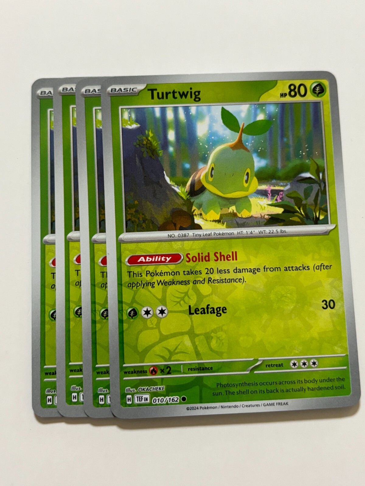 Pokemon Card Temporal Forces 4x Playset Reverse Holo Turtwig 010/162 Near Mint