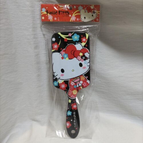 Hello Kitty Goods Hairbrush Japanese Pattern Square Black 2016 ABOUT 23㎝ Used - Picture 1 of 12