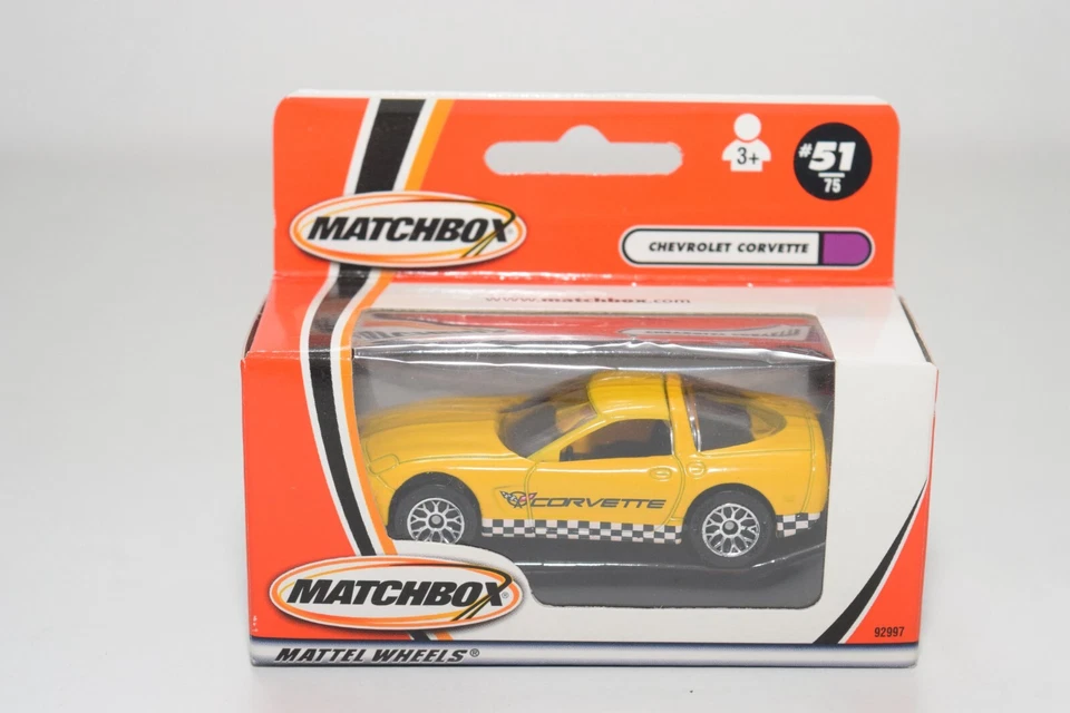 B14 1:64 3 INCH 3INCH MATCHBOX 2000 CHEVROLET CORVETTE GIALLO COME NUOVO - Immagine 2 di 4