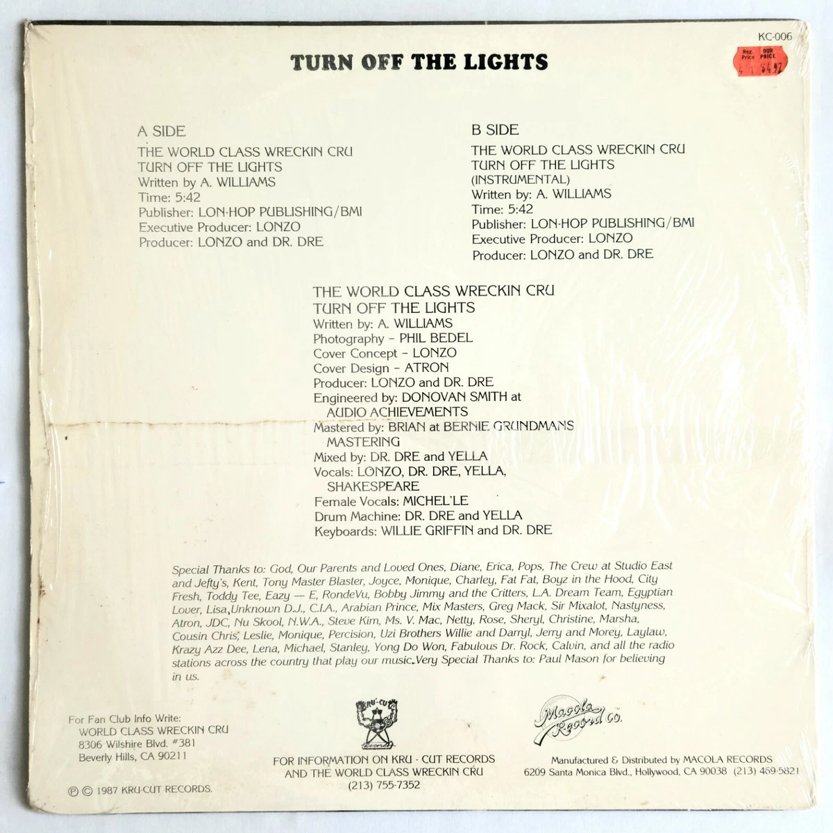 Turn Off The Lights World Class Wrecking Crew Dr Dre World Class Wrecking Crew
