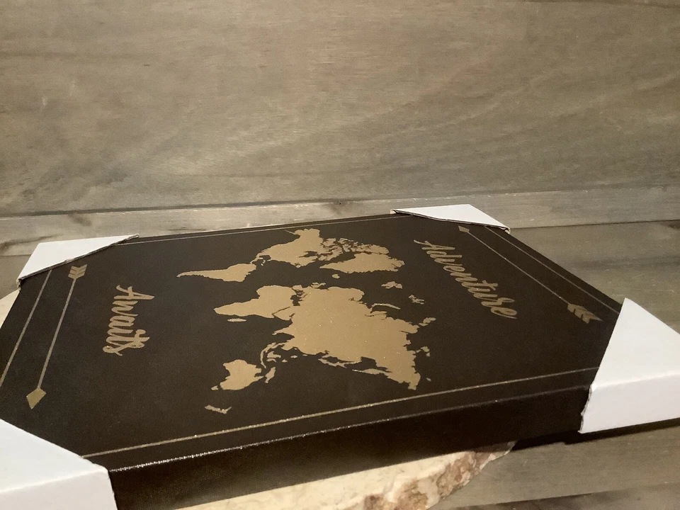 НОВЫЙ холщовый принт ADVENTURE WAIT ТЕМНО-КОРИЧНЕВЫЙ И ЗОЛОТОЙ 11 X 14 дюймов - Изображение 4 из 4