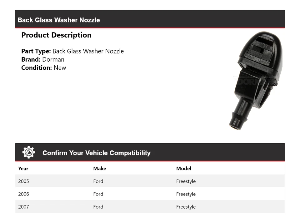 Boquilla trasera de lavadora de vidrio para Ford Freestyle Dorman 2005-2007 2006 Foto 2 de 4