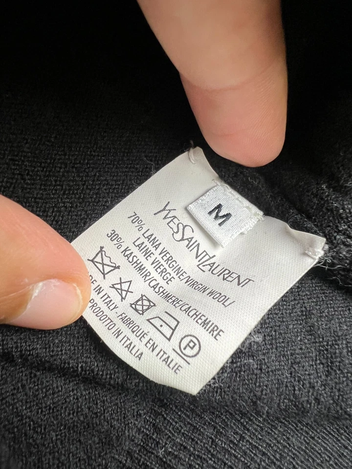 Cárdigan de lana yves Saint Laurent YSL cachemir vestido suéter negro para mujer talla M Foto 4 de 4