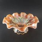 Dugan Glass Stippled Petals Lily of the Valley Bowl Peach Opalescent Antique