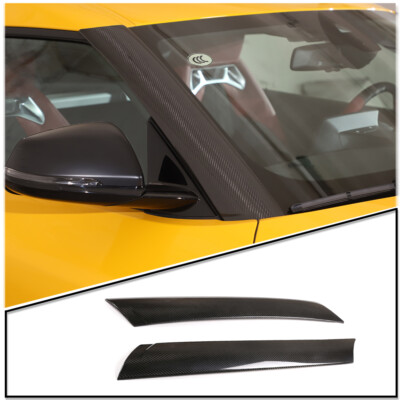 Real Carbon Fiber Front Window Side A-pillar Cover Trim For Toyota Supra 19-21