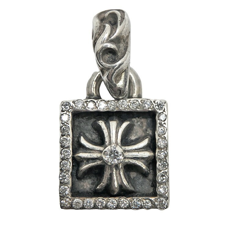 Chrome Hearts Framed CH Plus w/ After Pave Diamond Charm Pendant #1086