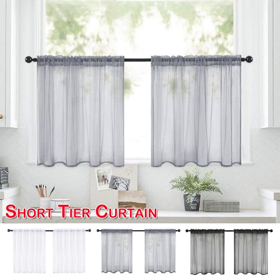 Short Window Curtains Blackout Bedroom Bathroom Kitchen Tier Curtain