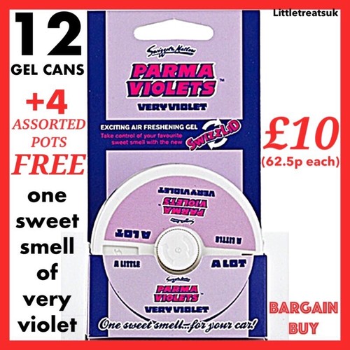 12+4 FREE(16)RETRO SCENTS SWIZZLES PARMA VIOLETS GEL POTS AIR FRESHENER