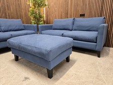 Sofa.com Izzy 2.5 Seater Sofa & Footstool In Heather Blue Smart Cotton RRP-£2490