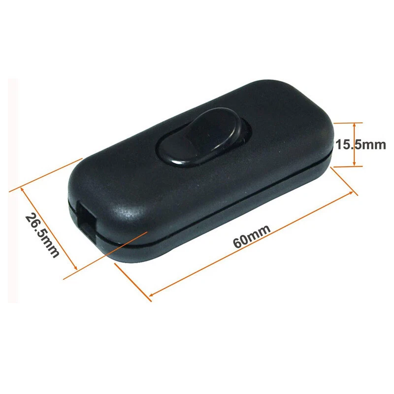 Schnurschalter schwarz weiß 6A 250V Schnurzwischenschalter Lampen-Schalter - Bild 4 von 4