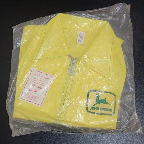 VTG 70s Louisville John Deere Yellow Nylon Lightweight Jacket USA Adult XS / S