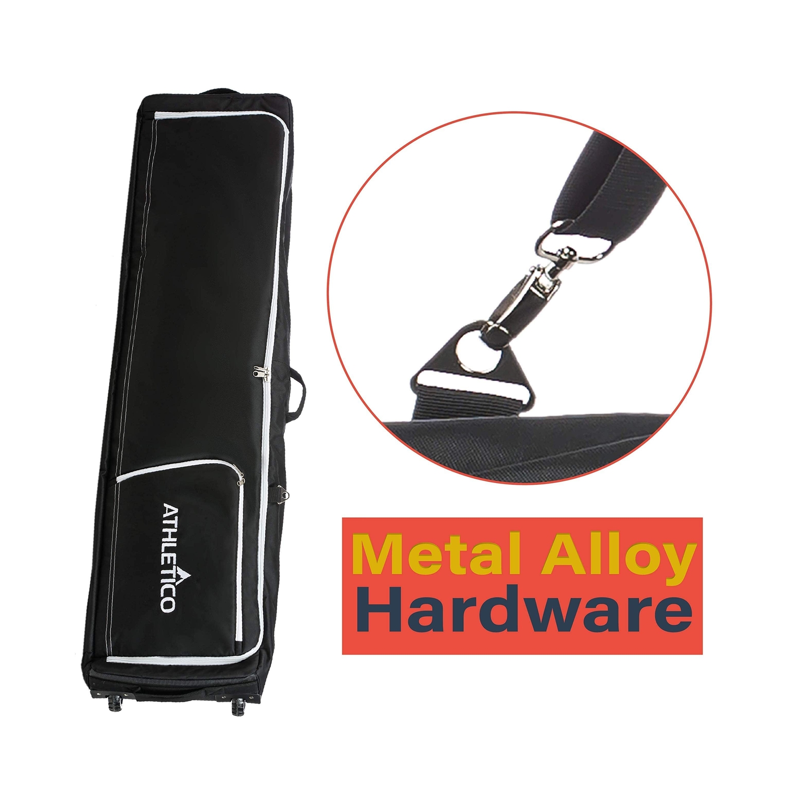 Athletico Rolling Double Ski Bag Padded Ski Bag with Wheels for Air