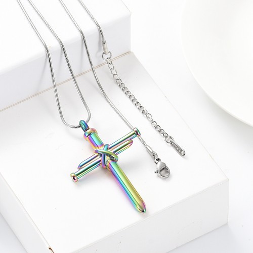 Nail Cross Cremation Keepsake Urn Necklace For Ashes Holder for Human&Pet AU - Picture 6 of 15