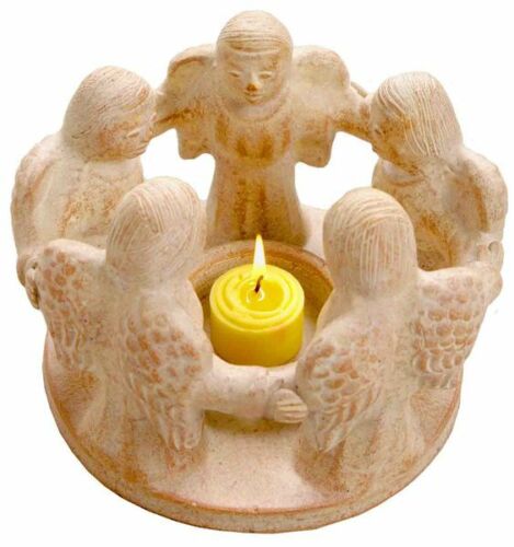 Porta luces de té círculo de amistad, círculo con 5 ángeles - Imagen 1 de 1