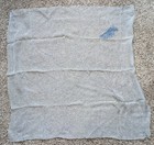 Embroidered Blue Silk Hand Rolled 27" Square Scarf with Embroidered Letter W — photo 3