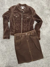 Vintage Women’s Tommy Hilfiger Corduroy Skirt Set Brown Size 2 And Medium Y2K