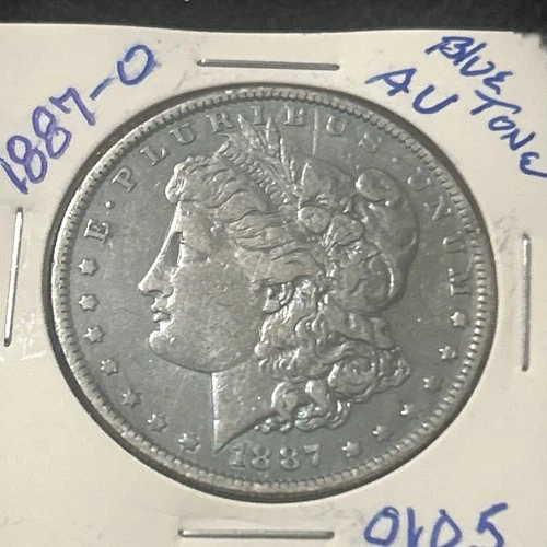 1887-O Morgan Silver Dollar AU Beautiful Blue Tone