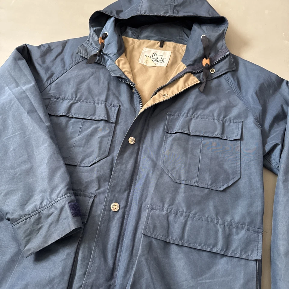 Vintage 1990s Woolrich Zip Snap Up Jacket Womens Size Small Navy Lined Coat - Image 2 of 4